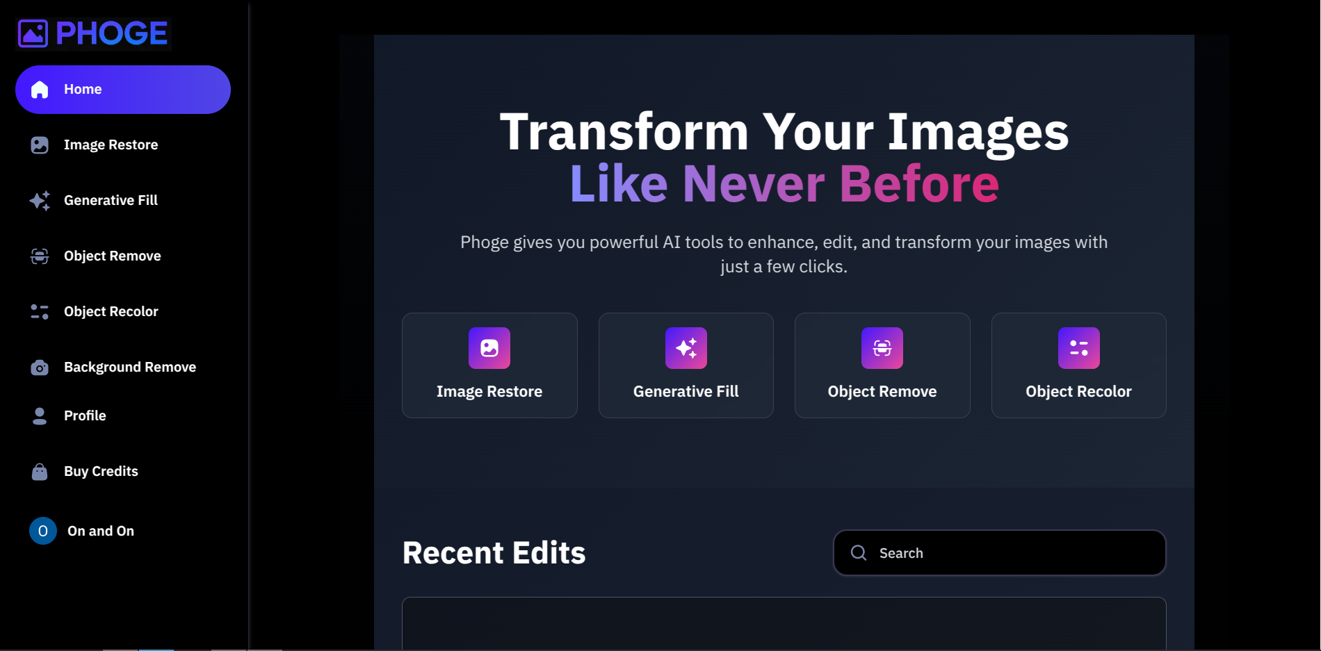 Phoge - AI Image SaaS Platform